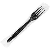 Karat [7" - 1,000 ct] Heavy Duty Plastic Forks Individually Wrapped - Sturdy Disposable Forks for Restaurants &amp; Food Trucks | Black