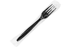 Karat [7" - 1,000 ct] Heavy Duty Plastic Forks Individually Wrapped - Sturdy Disposable Forks for Restaurants & Food Trucks | Black