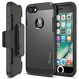 iPhone 7 Case, Trianium [Duranium Series] Heavy Duty Ultra Protective Cases Shock Absorption Hard Covers with Built-in Screen Protector+ Holster Belt Clip Kickstand for Apple iPhone 7 2016 -Gunmetal