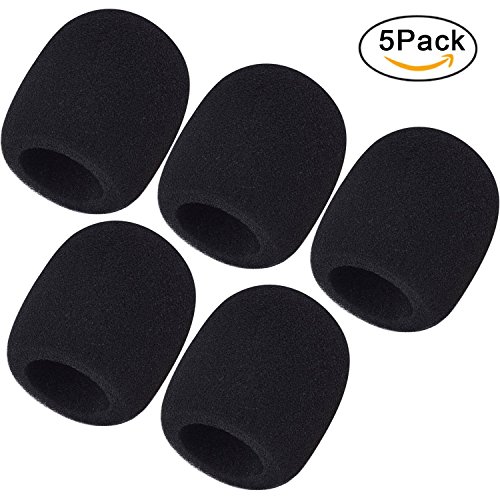 SHI JING (5 Pack) Thicken Microphone Windscreen, Upgraded Foam Mic Cover, Professional Pop Filter for Your Recording, Broadcasting and Audio (Black)