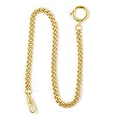 Dueber Yellow Gold Plated Stainless Steel Pocket Watch Chain with Spring Ring