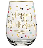 Slant Collection 20oz Stemless Wine Glass Happy Birthday