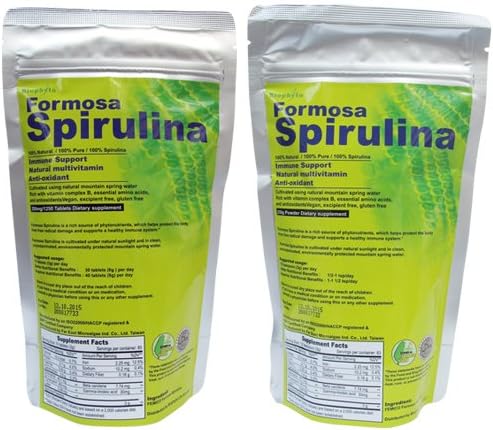 Taiwan Premium Natural Spirulina Tablets 250g/ pack+ Spirulina Powder 250g/ pack: Helps Support Detox, Circulation and Digestion