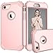 LONTECT Hybrid Heavy Duty Shockproof Full-Body Protective Case with Dual Layer Hard PC+ Soft Silicone Impact Protection for Apple iPhone 7, New Rose Gold