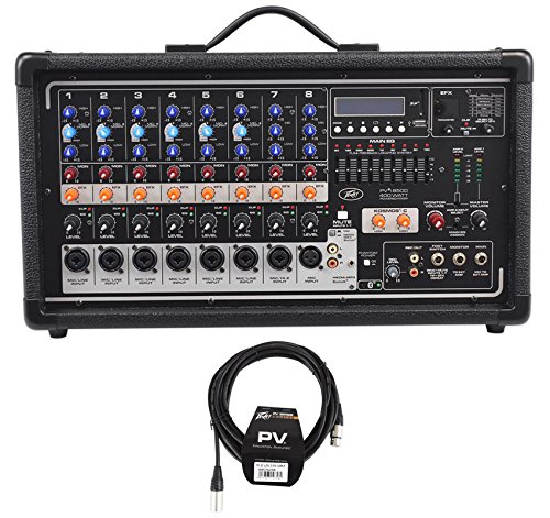 PeaveyPvi8500 400 Watt 8-Channel Powered Live Sound Mixer w/ Bluetooth+Cable