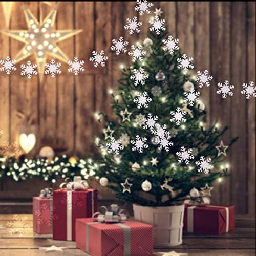 80Pcs White Glittery Snowflake Garland, Christmas Party Decorations-Winter Snowflake Theme Party,New Years Party Decor,Xmas Sign Decorations,Home Decor