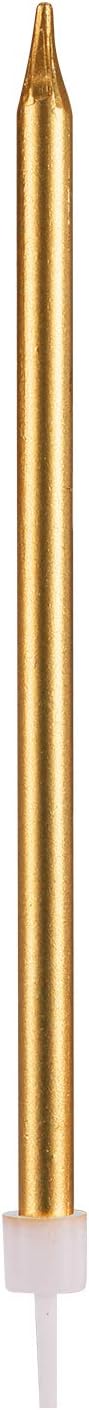 Pfizermay 24 Count Metallic Birthday Candles in Holders Gold Tall Birthday Cake Candles Long Thin Cupcake Candles for Birthday Wedding Party Decoration (Gold): Home & Kitchen