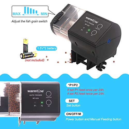 boxtech Automatic Fish Feeder, Auto Fish Food Timer Feeder-Aquarium Tank Timer Feeder for Fish Tank, Programmable Vocation Fish Food Dispenser - Thumbnail 3