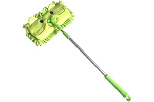 Xifando Mini Microfiber Chenille Cartoon Flat Dust Mop for Children,Detachable,360 degree rotation, Extension-type (Green)