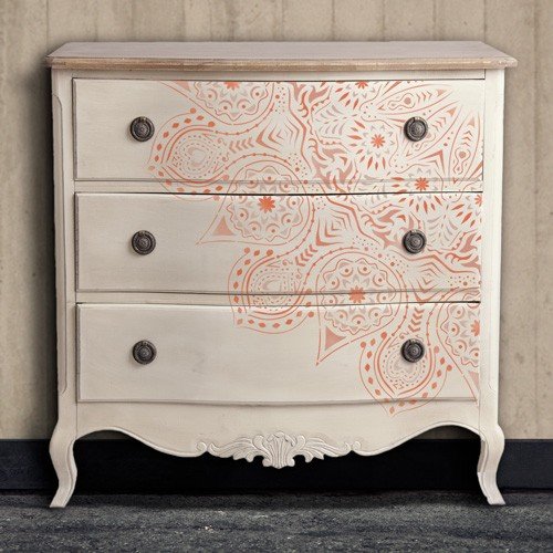 ALL STENCIL Home Decor Rosette 013, 1/4 Mandala, Measurements: Stencil 50 x 50 cm. – Design: 48 x 48 cm.