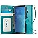 J&D Case Compatible for Samsung Galaxy S9 Plus Case, RFID Blocking Wallet Case, Slim Fit Heavy Duty Protective Flip Cover with Card Slots for Galaxy S9 Plus Wallet Case Aqua
