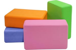 BIGUPHATE Yoga Blocks 4 Pack - Premium EVA Foam Bricks for Pilates Workout, Stretching, Meditation - Yoga Brick for Flexibility, Balance, Spine Strength, Non-slip and Lightweight