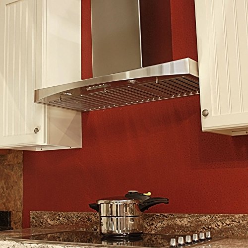 KOBE RA3830SQB-WM-5 Deluxe 30" Wall Mount Range Hood, 3-Speed, 680 CFM, LED Lights, Baffle Filters