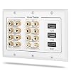 3 Gang Wall Plate, Fosmon (3-Gang 7.2 Surround Sound Distribution) Home Theater Copper Banana Binding Post Coupler Type…