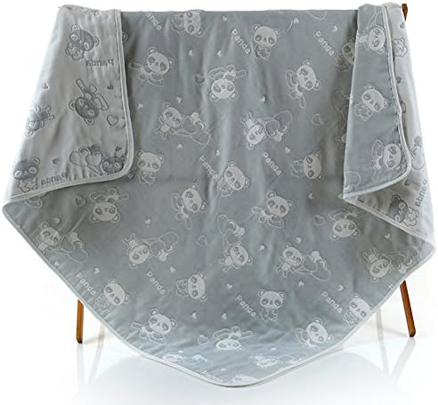 YiKun Baby Blanket/Comforter/Swaddle - Boys and Girls Summer Organic Comforter - 100% Muslin Cotton 6 Layered Crib Dream Blankets for Newborn Children Kids (Panda Gray)