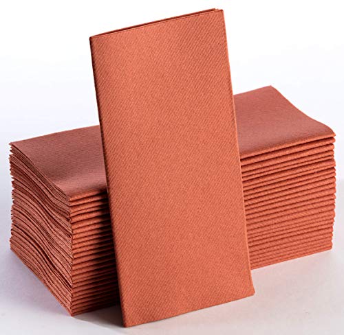 Terracotta Napkins | Linen Feel Guest Disposable Cloth Like Paper Dinner Napkins | Hand Towels | Soft, Absorbent, Paper Hand Napkins for Kitchen, Bathroom,Parties,Weddings,Dinners Or Events | 50 Pack