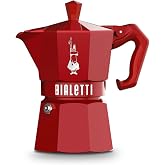 Bialetti Mocha Exclusive Italian Red for 3 Cups, Direct Fire (Coffee Maker, Espresso Maker, Makinetta)