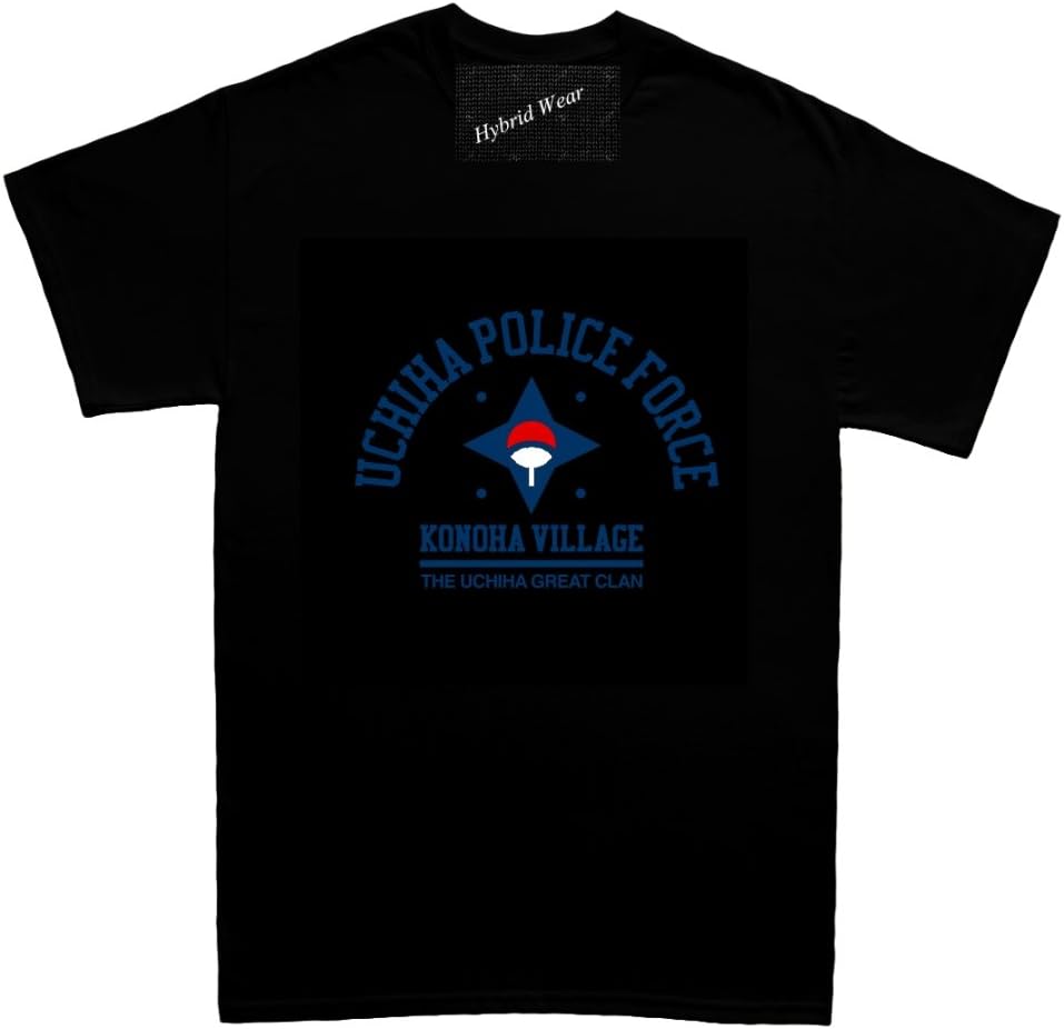 Hybrid Wear New Shirts Uchiha-Police-Force Mens T Shirt - Black - Medium