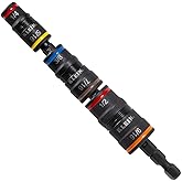 Klein Tools 32933 Klein Tools 32933 Impact Driver, SAE 7-in-1 Impact Rated Socket Set, 3 Flip Sockets with 6 Hex Driver Sizes and 1/4-Inch Bit Holder, 5-Inch Shaft