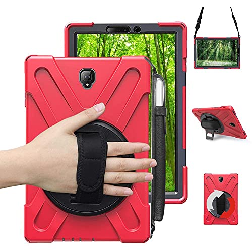 Junfire Galaxy Tab S4 Case, Samsung S4 Tablet Case 10.5 with Pen Holder, Rotating Stand, Hand Strap, Shoulder Strap, Shockproof Sturdy Case for Samsung Tab S4 10.5 2018 SM-T830/T835/T837, Red
