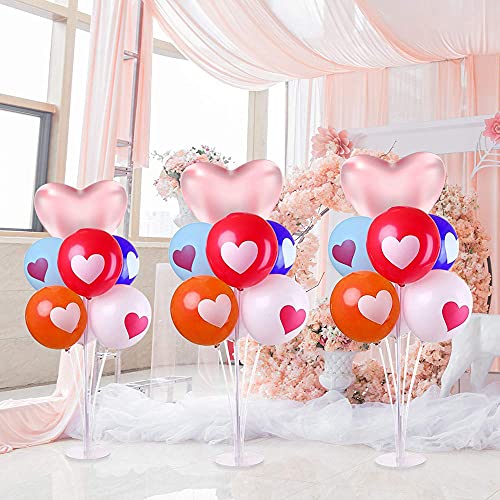 Tee Vee 6 Sets 28inch Balloon Stand Holders Kit Table Desktop Balloon Column Stand with 5m Balloon Tape Strip & Balloon Tie Tool for Birthday Wedding Party Festival Event Decorations