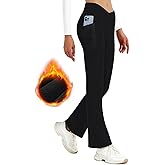 BVVU Women's Fleece Lined Pants Hiking Crossover Flare Winter Thermal Pants Water Resistant Outdoor Bootcut Warm Joggers