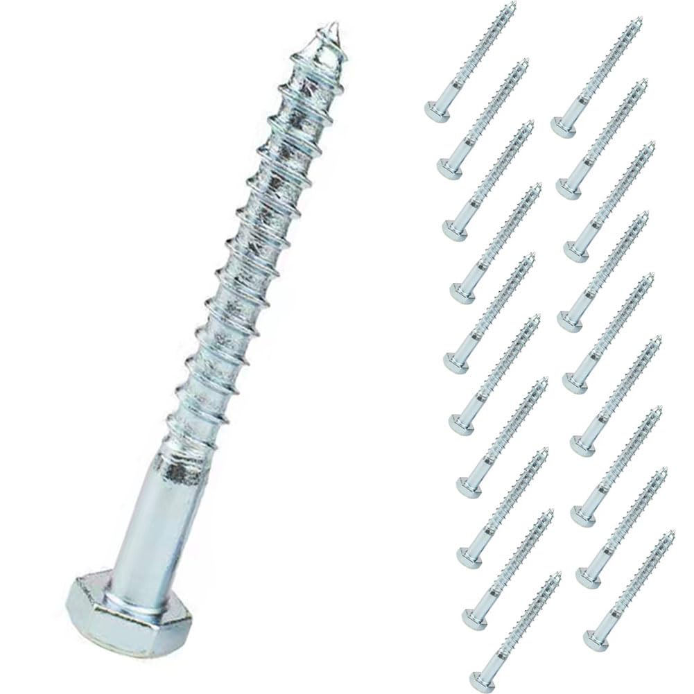 Hex Screw Coach Screws Hex Lag Screws, Hexagonal Self-Tapping Head Machine Wood Screws, M8 Heavy Duty Fastening Drilling Screws Long Hexagon Lag Bolts Carbon Steel Galvanized Silver, 20pcs (M8×120mm)