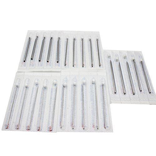 Gospire 100Pcs Mix Body Piercing Needles Sizes 12g 14g, 16g, 18g and 20g,Sterilized Disposable Packaging with Sterilizer Bag