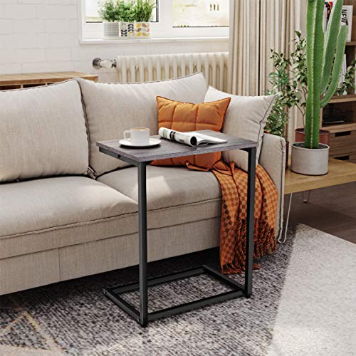 Homemaxs C Table Sofa Side End Table Wood Finish Steel Construction