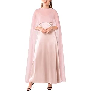 Women Sheer Chiffon Cape Long Shawl Wrap for Evening Dress Wedding | Lightweight Sheer Chiffon, Full-Length Cape Overlay, Ope