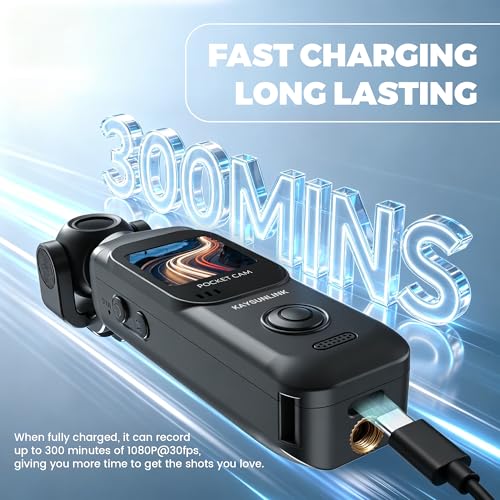 Kaysunlink 1080P Camera Vlog avec Objectif Rotatif à 270°, Caméra Portable avec écran tactile et Wi-Fi, 5 Heures d'autonomie, Caméra Vlog avec Carte de 64 Go, Noir