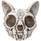 Pacific Giftware Faux Taxidermy Full Cat Skull Ashtray with Carved Ouija Detailing 3.5” Tall