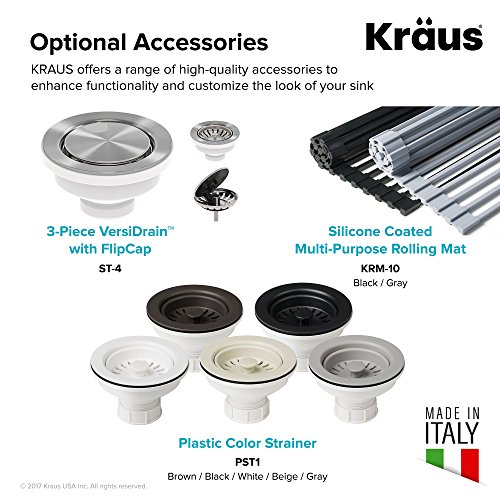 Kraus Forteza 32” Undermount Single Bowl Granite Kitchen Sink (Grey) - Thumbnail 6