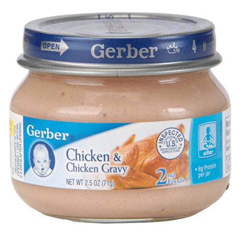 Gerber Mealtime for Baby 2nd Foods Baby Food Jar, Chicken & Gravy, Non-GMO Pureed Baby Food Variation (2.5 Ounce (Pack of 6))
