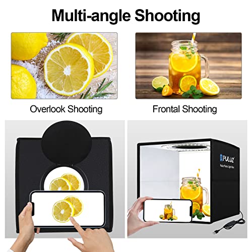 PULUZ 10x10 inch Photo Studio Light Box,Folding Portable Photography Tent Box Small Shooting lightbox CRI≥95 12 Colors Backdrops Mini Light Box Photography for Jewelry Watches Small Item Photography