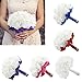 StillCool Wedding Bouquets, Crystal Pearl Silk Roses Bridal Bridesmaid Wedding Hand Bouquet Artificial Fake Flowers (18cm x 24cm, 4 Pack Pure-White)
