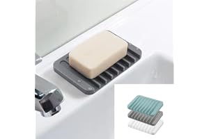Generic 3 Pack Silicone Soap Saver, Waterfall Drainer Soap Holder, Extend Soap Life, White, Gray, Teal, Plastic, Square, Bath