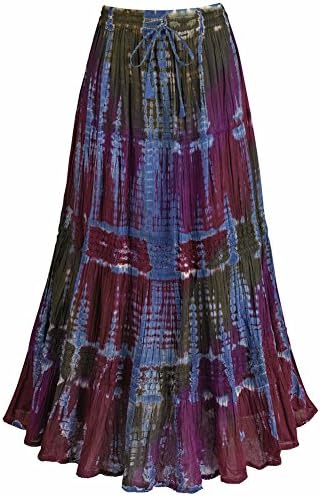 Women's Tie Dye Lacy Maxi Broom Skirt - Small
