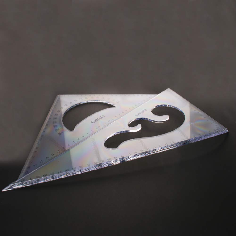 Utoolmart Plastic 35CM Triangle Ruler, Architectural Drafting Tool for Students, Engineers, Artists & Designers, Multifunction with Protractor and French Curve, Metric