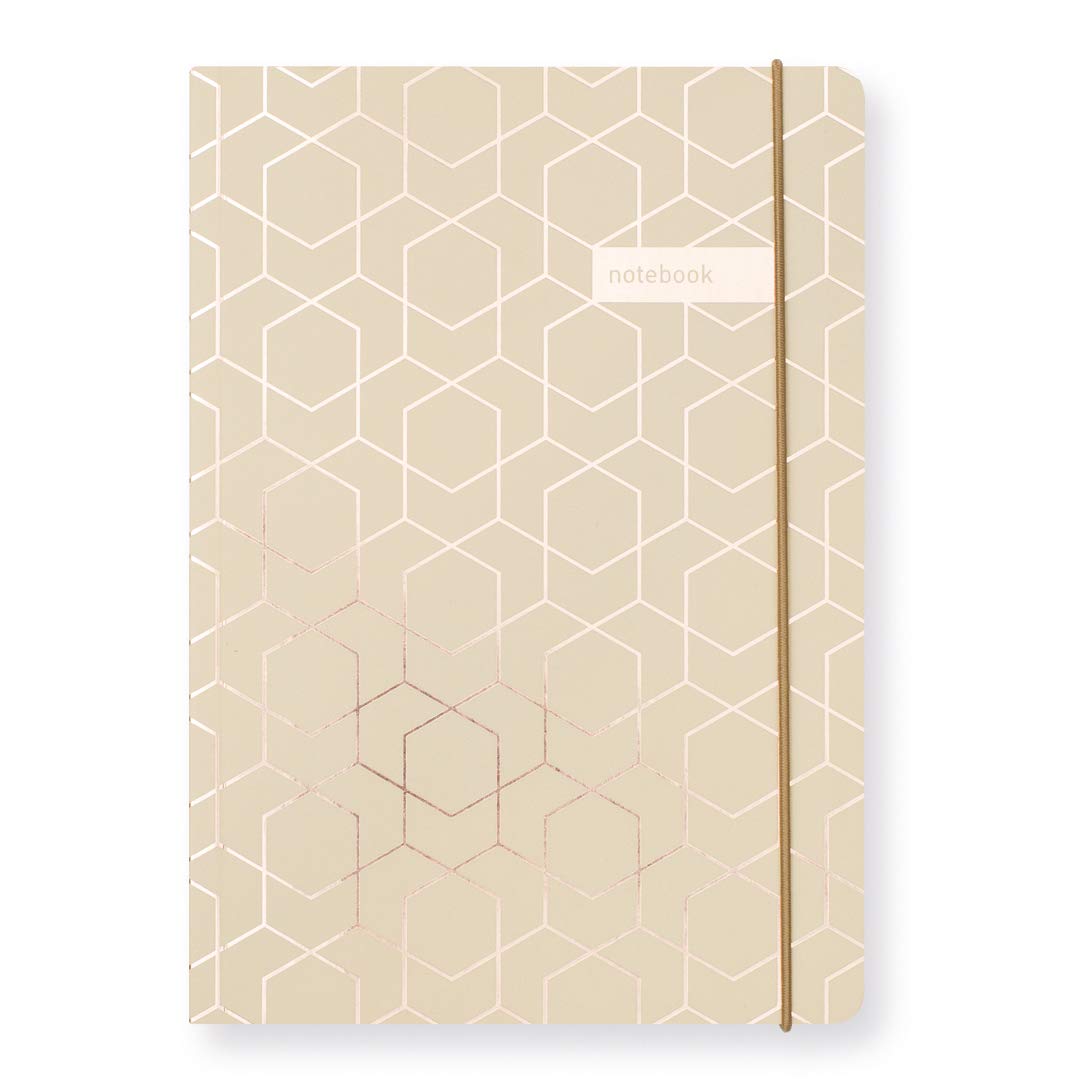 Matilda Myres A5 Lined Notebook with 192 Pages - Premium Hard Back Notebooks Lined for Journaling and Notes - Professional A5 Journal with Elastic Closure - Ideal Ruled Notebook - Caramel & Rose Gold