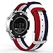 MoKo Band Compatible with Gear S3, 22mm Fine Woven Nylon Adjustable Replacement Strap fit Samsung Gear S3 Frontier/Classic/Galaxy Watch 46mm/Ticwatch pro/E2/S2/Huawei Watch GT 2 46mm, Blue&White&Red
