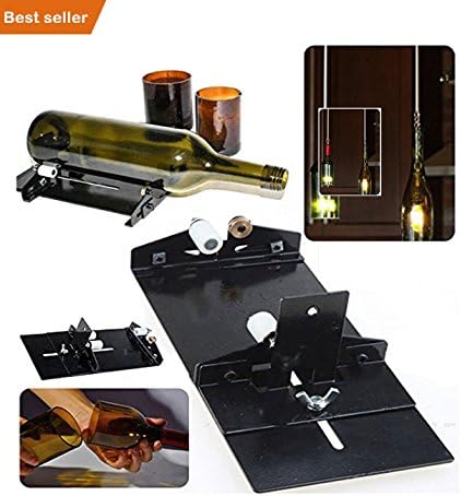 Amazing Double Premium Quality All Glass Bottle Cutter Tool Rounded Shape Glass Cutter Machine for Wine Beer Glass Decorate Rooms Gallery Lawn &amp; Garden with Glass Candles Lights Easy home decoration