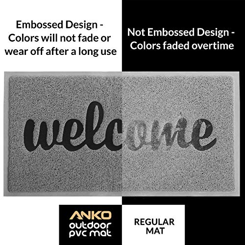 ANKO PVC Super Absorbent Outdoor Welcome MAT(30x18 inches) - Non-Slip Net Backing, Heavy Duty, Waterproof, Easy Clean, Low Profile Mat for Entry, Dust Trapper, Eco-Friendly