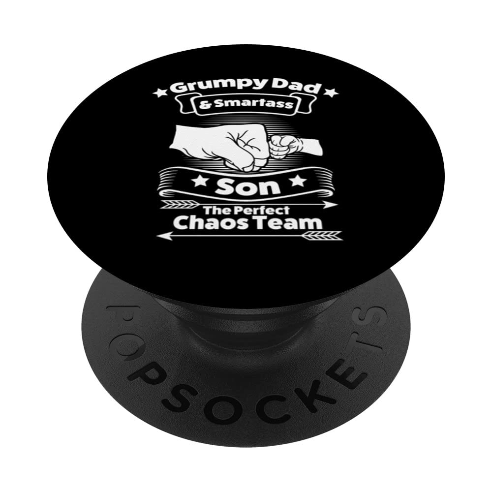 grumpy dad smartass son the perfect chaos team Family PopSockets Swappable PopGrip