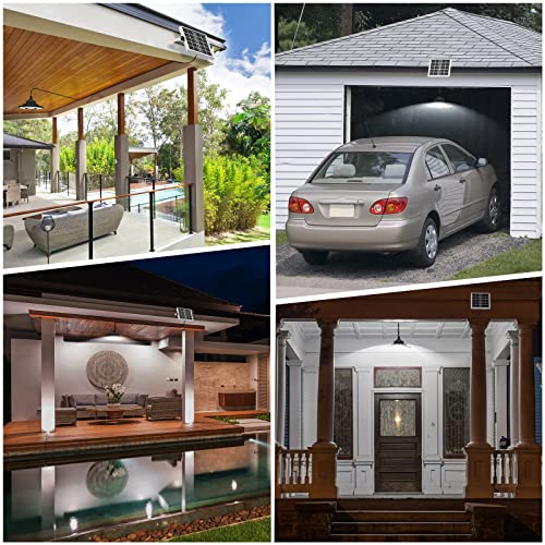 Solar Lights Indoor, Perlucstar Solar Pendant Light Waterproof with Remote Control 16.5FT Cord for Home Shed Barn Chicken Coop Workshop Gazebo (Cool White Light)