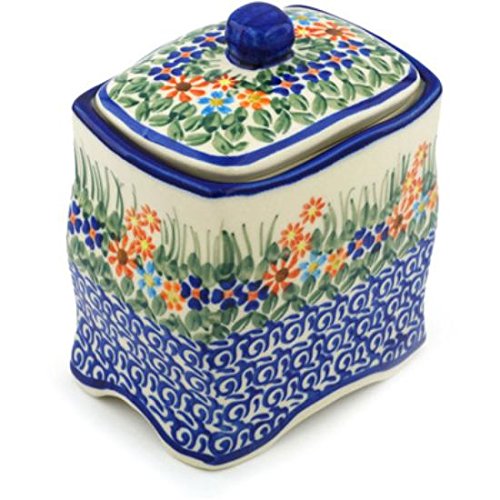 Click Here to See More Images Ceramika Bona H0626H Polish Pottery Ceramic Jar with Lid Hand Painted, 6-Inch