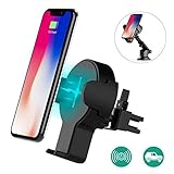 Wireless Car Charger Iphone X, Auckly Qi Fast Wireless Car Charger Air Vent Car Mount and Suction Cup Mount for Samsung Galaxy S8 Plus S8 S7 S7 Edge Note 5, Standard Charger for IPhone 8/ 8 Plus