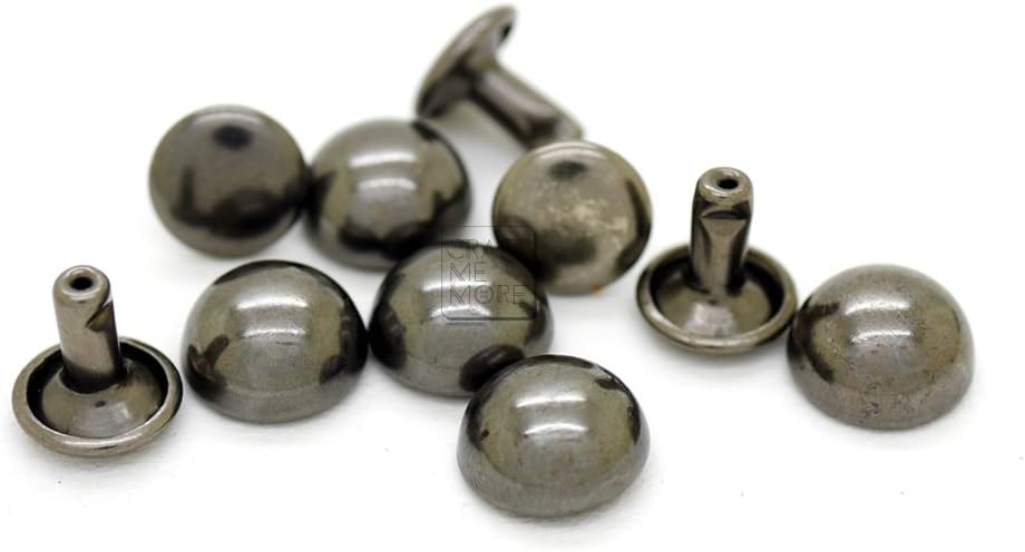 CRAFTMEmore 100 Pack Multi-Size Gunmetal Black Round Dome Double Cap Rivets Quality Rapid Studs Leather Craft (12 mm)