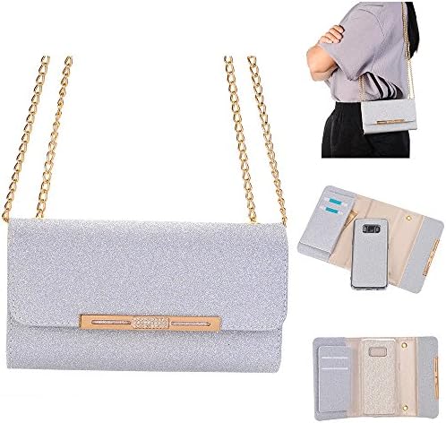 For Samsung Galaxy S8 Plus Case, Bling Luxury Crystal Diamond Wallet Samsung Cases Cover, with Credit Card Cash Slots Shoulder Strap Clutch Bag For Samsung Galaxy S8 Plus(Galaxy S8 Plus, Silver)