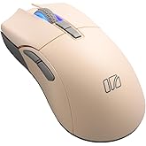 iRocks M31R Wireless Gaming Mouse - Tri-Mode 2.4G/Bluetooth/USB-C - 26K DPI | USB-C Detachable Cable Gaming Mouse, Kailh GM8.0 Mouse Switches, Advanced PixArt PAW3395 Optical Sensor (Beige)
